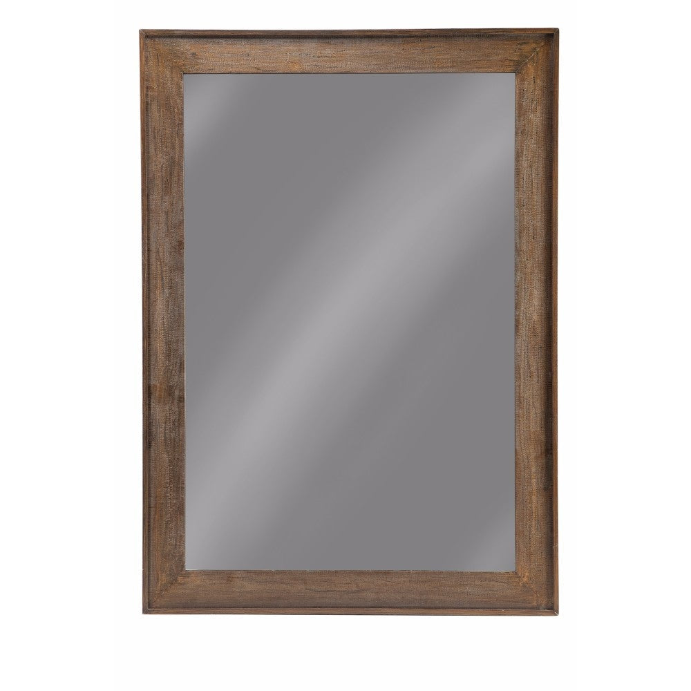 Rustically Charmed Wooden Frame Mirror, Brown By Casagear Home
