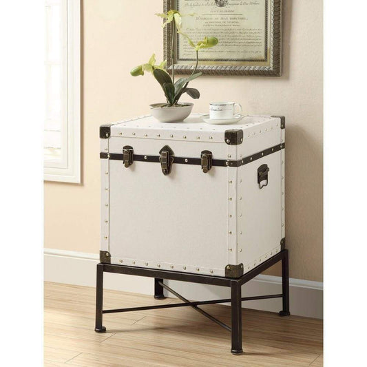 Trendy Trunk Style Accent Side Table, White By Coaster