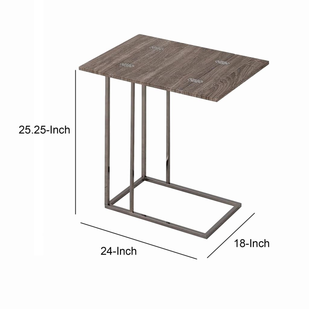 Stylish Wooden Snack Table With Metal Base Gray By Coaster CCA-902864