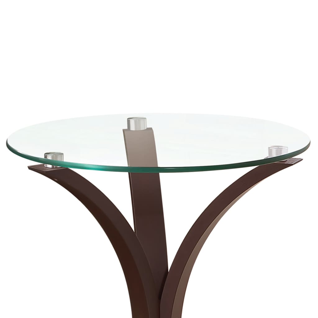Contemporary Metal Accent Table With Glass Top Brown And Clear By Coaster CCA-902867