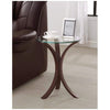 Contemporary Metal Accent Table With Glass Top, Brown And Clear By Coaster