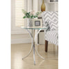 Accent Table | Modish Metal Frame | Glass Top | Silver Clear