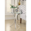 Modish Metal Accent Table With Glass Top,Silver And Clear By Coaster