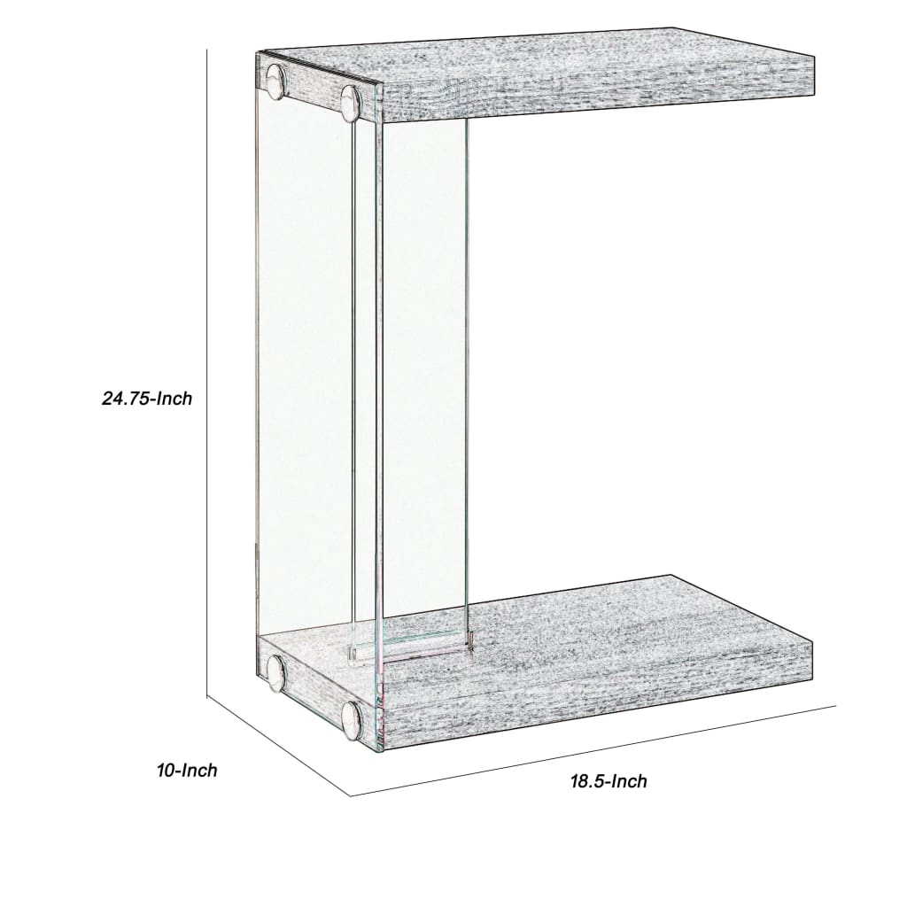 Contemporary Wood And Glass Snack Table Gray And Clear By Coaster CCA-902916