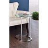 Snack Table | Oval Metal Frame | Glass Top | Silver Finish