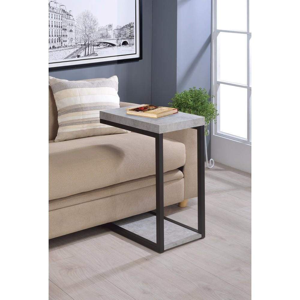 Snack Table | Industrial Faux Cement | Gray Black Finish