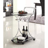 Serving Cart | 2 Black Glass Shelves | Dazzling Silver Finish