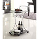 Serving Cart | 2 Black Glass Shelves | Dazzling Silver Finish