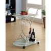 Captivating Serving Cart With 2 Frosted Glass Shelves, Silver By Casagear Home