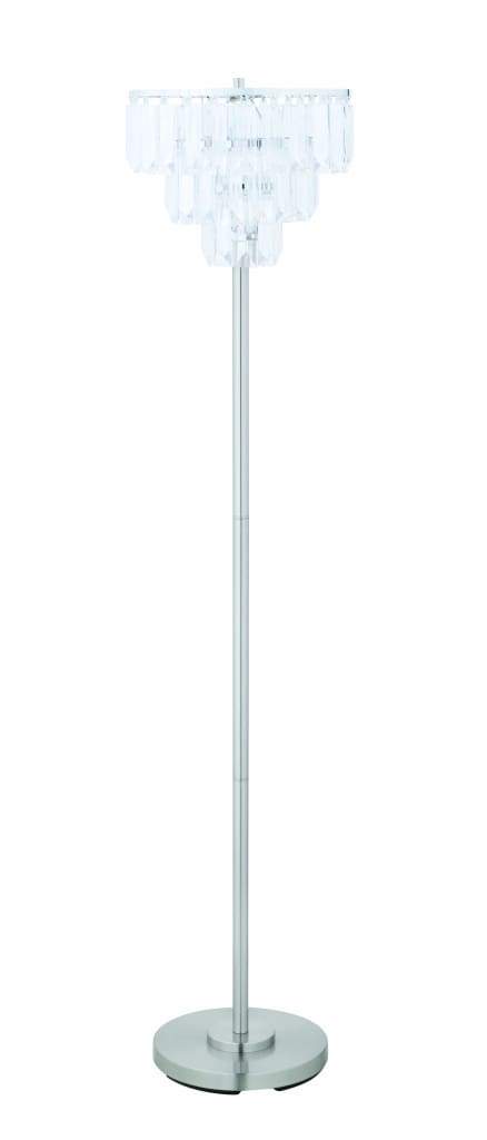 Crystal Accented Tiered Floor Lamp with Metal Base, Silver - 920067