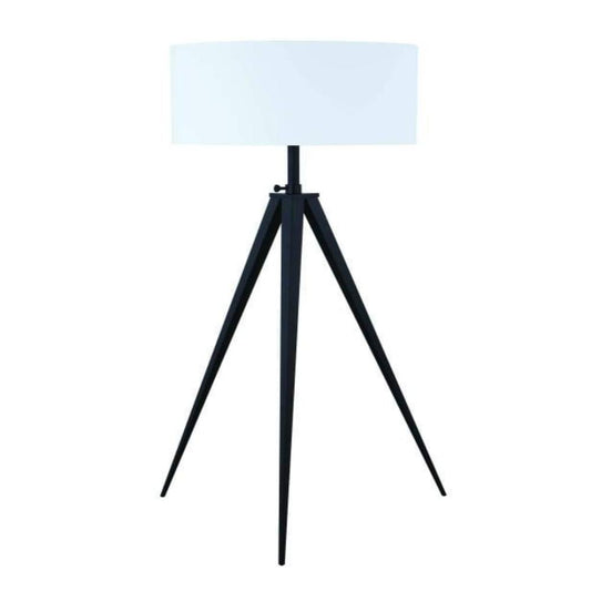Floor Lamp | Tripod Base | Fabric Shade | Adjustable | White Black