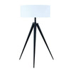 Floor Lamp | Tripod Base | Fabric Shade | Adjustable | White Black