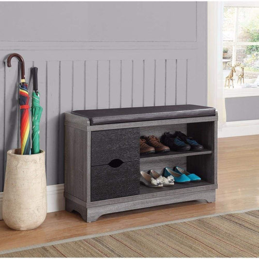 Sophisticated Shoe Cabinet With Leatherette Seat, Black By Coaster