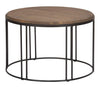 Coffee Table | Round Iron Frame | Wood Top | Brown Black