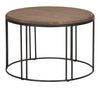 Iron Framed Round Coffee Table with Wooden Top, Brown and Black - 51003530 By Casagear Home