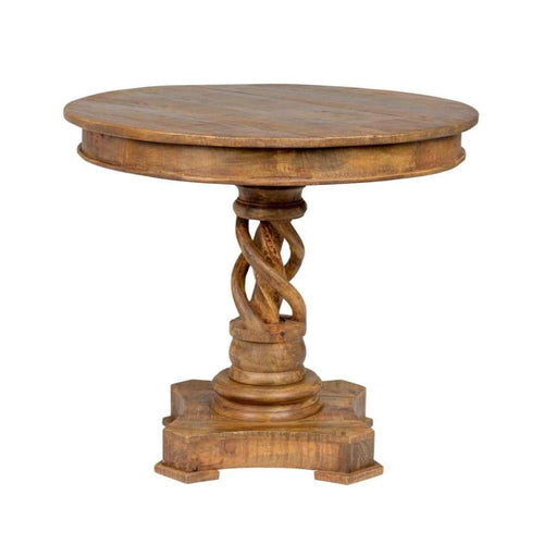 Table | Round Wood Top | Braided Pedestal Base | Brown Finish
