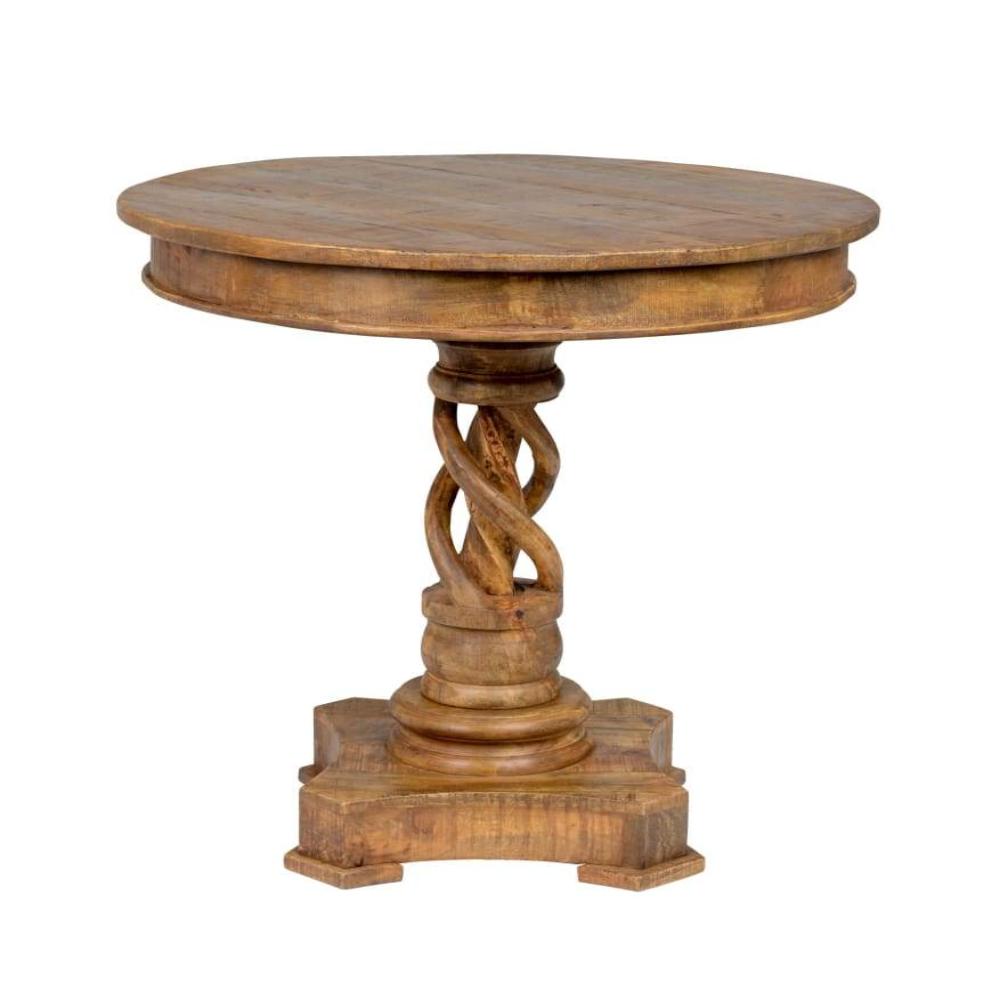 Table | Round Wood Top | Braided Pedestal Base | Brown Finish