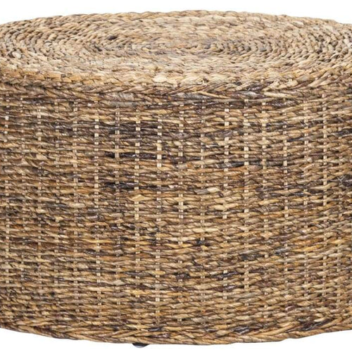 Coffee Table | Round | Farmhouse Wood Rattan | Brown Finish