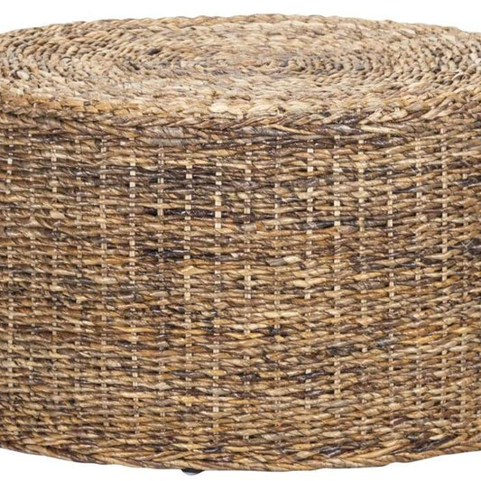 Coffee Table | Round | Farmhouse Wood Rattan | Brown Finish