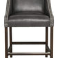 Wood and Leatherette Counter Height Stool with Swooping Arms and Nail Head Trim,Gray- PL13963 By Casagear Home
