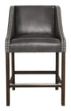 Counter Stool | Swooping Arms | Faux Leather | Nailhead | Gray Finish