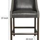 Wood and Leatherette Counter Height Stool with Swooping Arms and Nail Head Trim Gray- PL13963 CLH-PL13963