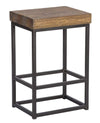 Counter Stool | Iron Base | Pine Wood Seat | Brown Black