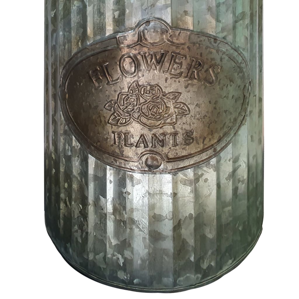 Decorative Flowers and Plants Metal Can with Handle Gray By Casagear Home CTW-770052