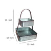 2 Tier Square Galvanized Metal Corrugated Tray with Arched Handle Gray By Casagear Home CTW-770066