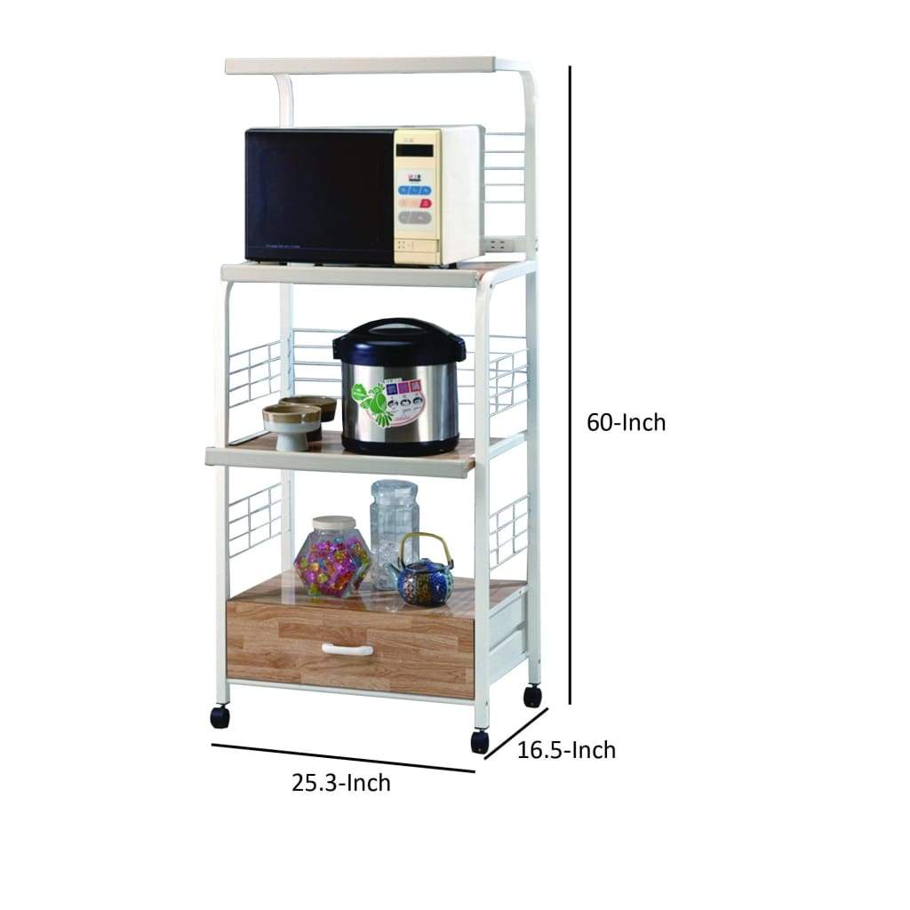 Commodious Kitchen Shelf On Casters White CWM-1304WH