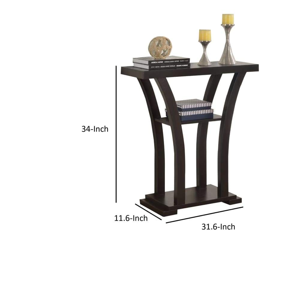 Wooden Console Table With 1 Shelf Dark Espresso By Crown Mark CWM-4906