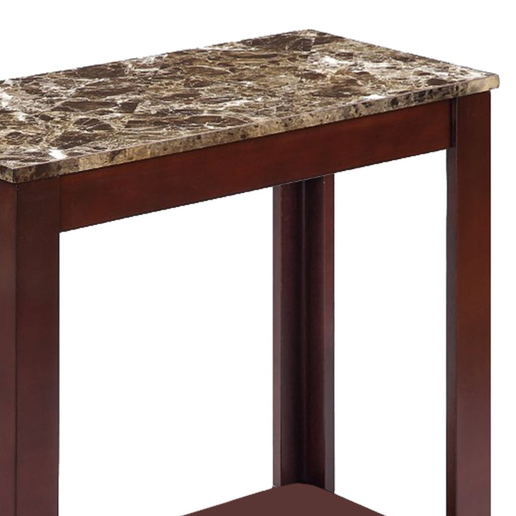 Chairside Table With Marble Top Brown By Crown Mark CWM-7266