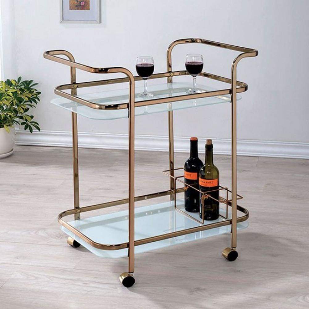 Tiana Contemporary Serving Cart In Champagne Finish By Casagear Home