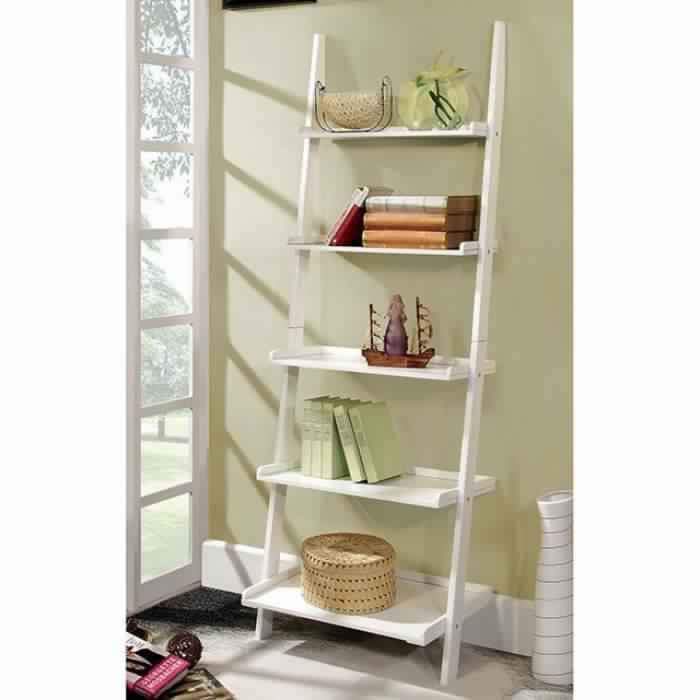 Stylized Contemporary 5-Tier Ladder Shelf, White By Casagear Home
