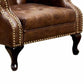 Vaugh Traditional Wing Accent Chair In Nail Head Rustic Brown Finish FOA-CM-AC6801BR