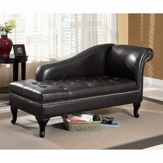 Glorious Contemporary Leatherette Storage Chaise, Black By Casagear Home