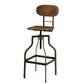 Industrial Style Wooden Swivel Bar Stool With Black Metal Base Brown FOA-CM-BR6233A