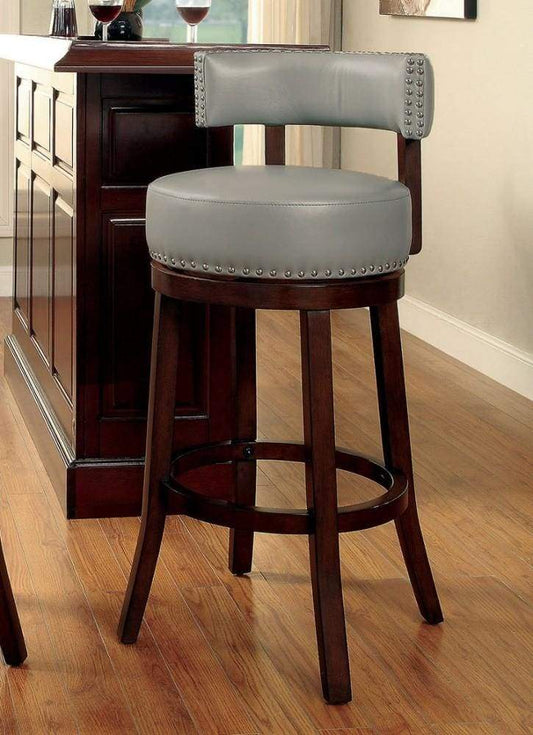 Shirley Contemporary 29" Barstool With pu Cushion, Gray Finish, Set of 2 By Casagear Home