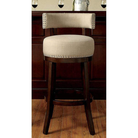 Lynsey Contemporary 24"Barstool With linen Cushion, Beige Finish, Set of 2 By Casagear Home