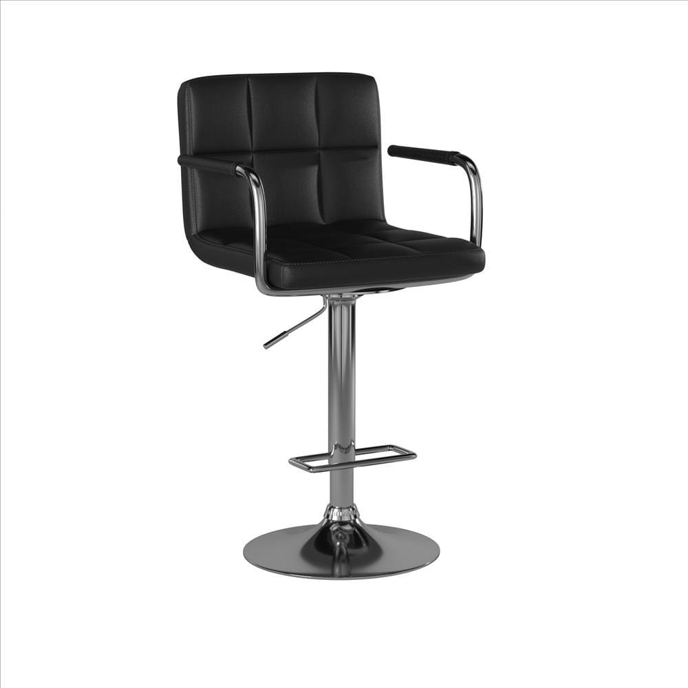 Corfu Contemporary Bar Chair With Arm Black By Casagear Home FOA-CM-BR6917BK