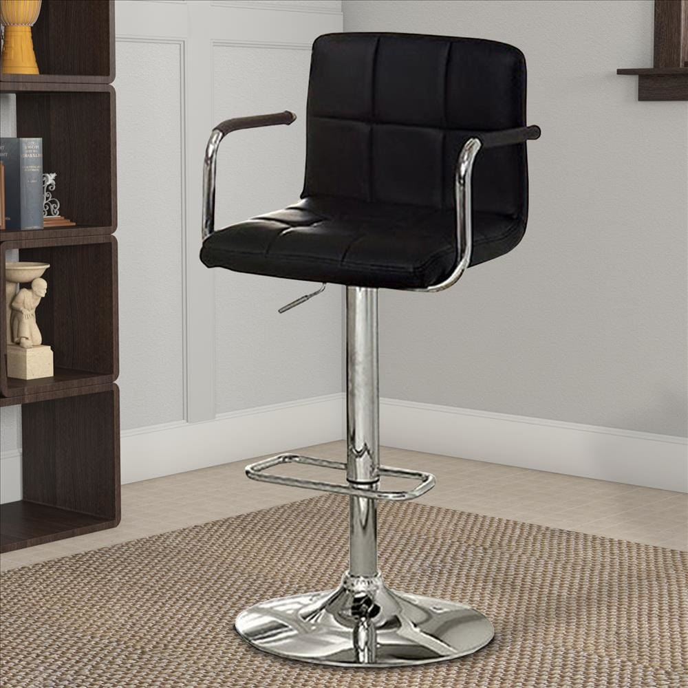 Corfu Contemporary Bar Chair With Arm, Black By Casagear Home