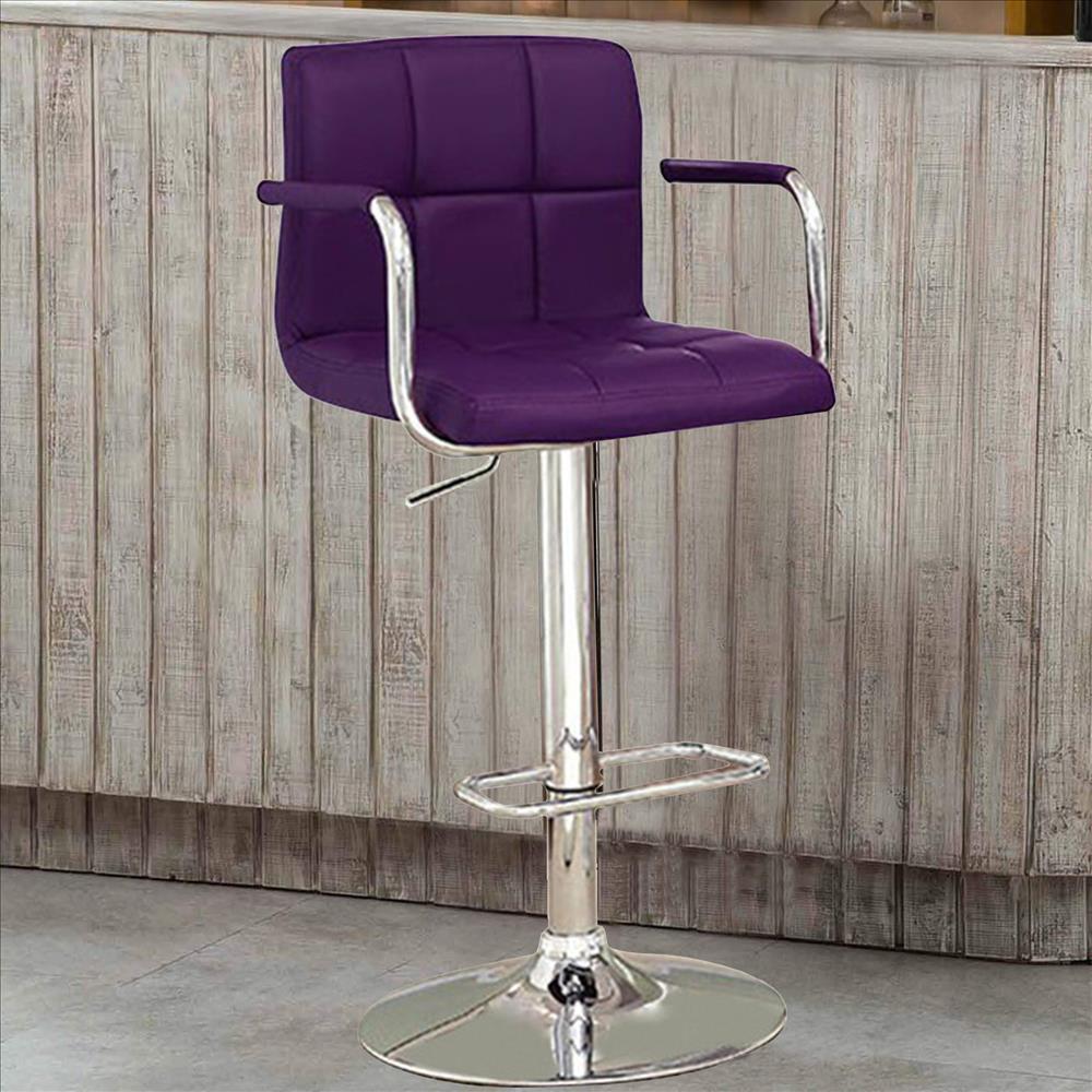 Corfu Contemporary Bar Stool With Arm In Purple By Casagear Home