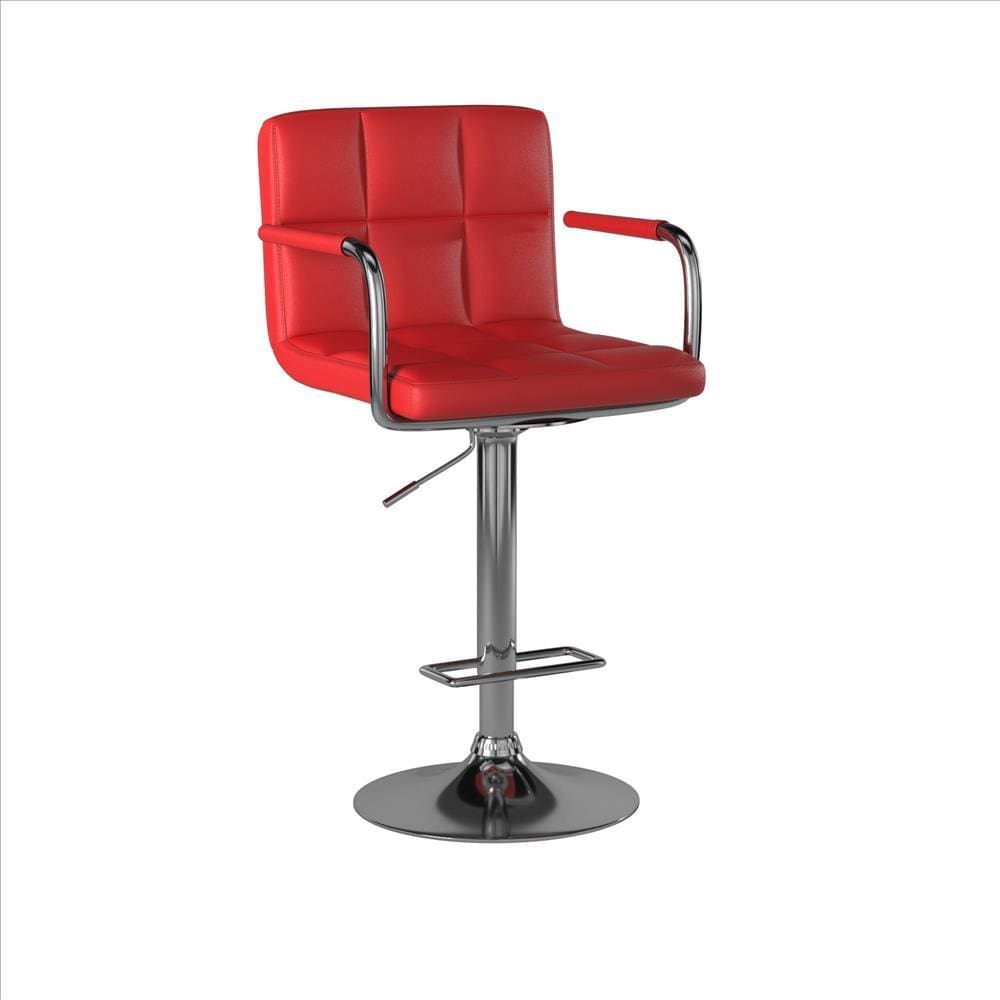 Corfu Contemporary Bar Stool With Arm In Red By Casagear Home FOA-CM-BR6917RD