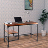 Industrial Style Wood and Metal Desk with Two Bottom Shelves, Brown and Black By Benzara