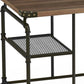 Industrial Metal Writing Desk With Wooden Top Brown and Black By Casagear Home FOA-CM-DK6913