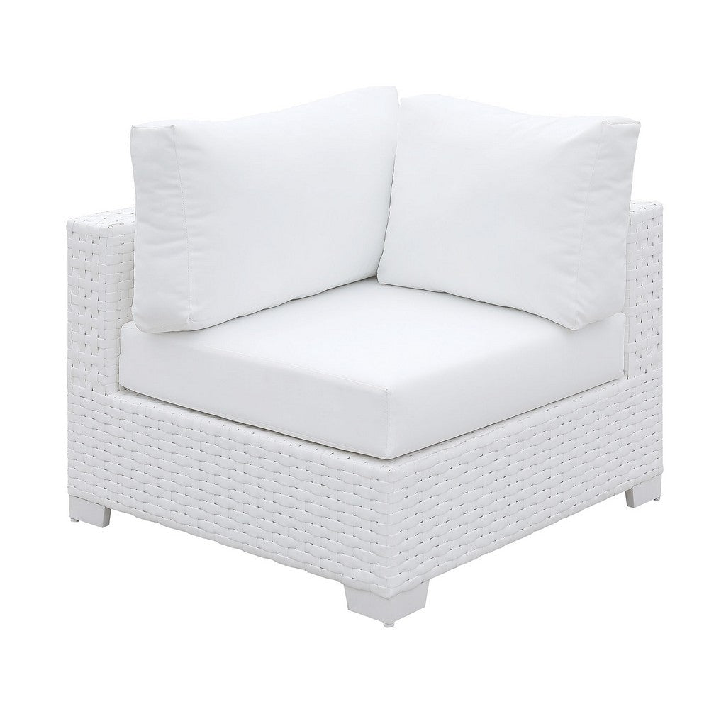 Corner Chair | Faux Polyester Aluminum | Padded Cushion | White