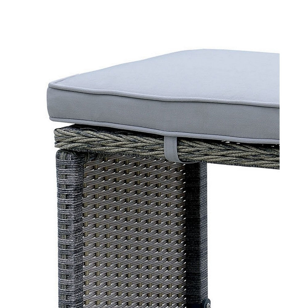 6 Piece Patio Bar Stool In Aluminum Wicker Frame And Padded Fabric Seat Gray By Casagear Home FOA-CM-OT1847-BC-6PK