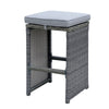 6 Piece Patio Bar Stool In Aluminum Wicker Frame And Padded Fabric Seat, Gray By Casagear Home