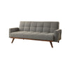 Futon Sofa | Tufted Upholstery | Angled Wood Legs | Light Gray