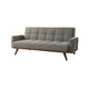 Futon Sofa | Tufted Upholstery | Angled Wood Legs | Light Gray